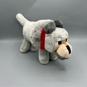JINX Minecraft Wolf Plush Stuffed Toy, Gray, 15"